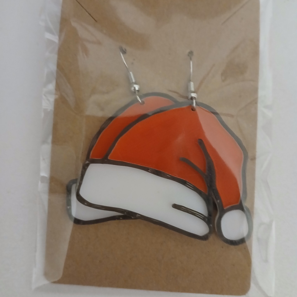 Festive Red and White Santa Hat Earrings
